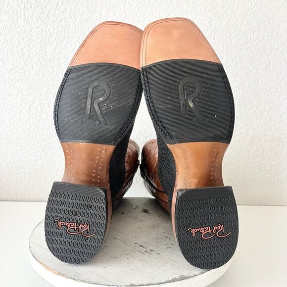 Rod Patrick Mens Cowboy Boots 12AAA Black Kangaroo Brown Top Western Square Toe - Picture 8 of 12